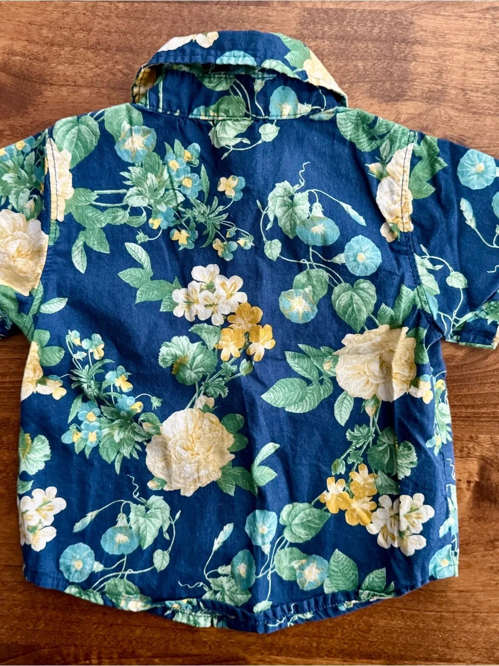 Bundle Old Navy Blue Floral & Coastal Stripe Button Down Shirts 6-12 Months